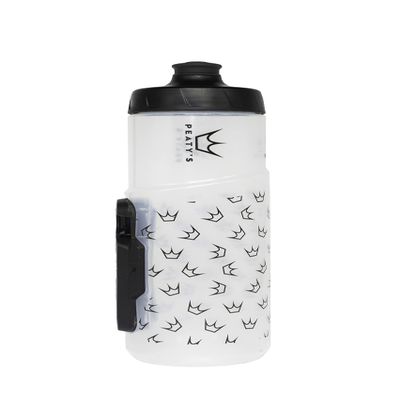 Peaty's Fidlock Lockin Magnetic Bike Water Bottle & Mount, Crown/Clear, 600 ml/ 20 oz.
