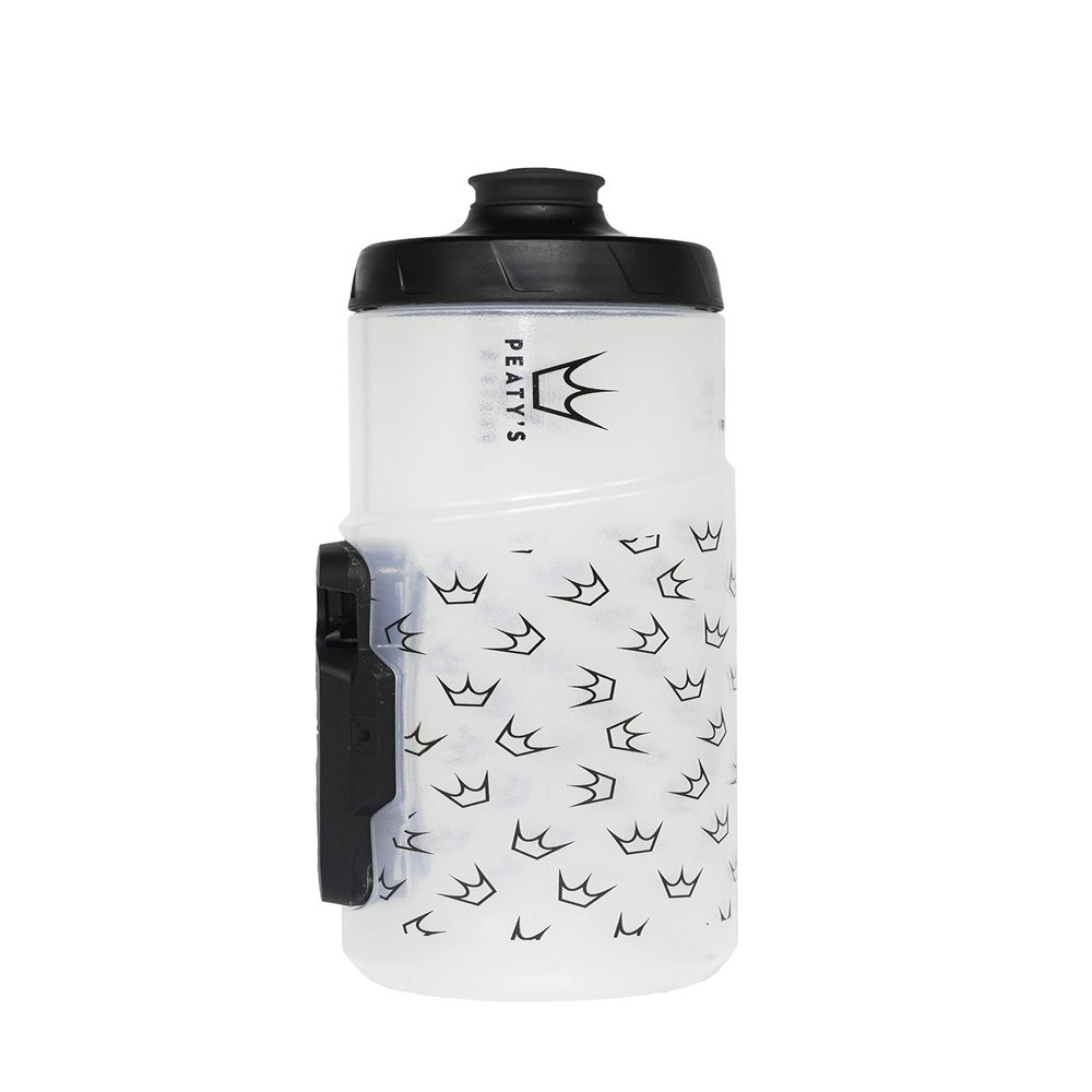 Peaty's Fidlock Lockin Magnetic Bike Water Bottle & Mount, Crown/Clear, 600 ml/ 20 oz.