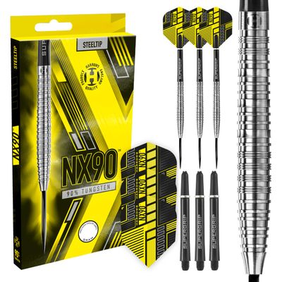 Harrows NX90 Darts, 90% Tungsten Steel Tip Darts Set, Includes High-Grade Shafts, Aerodynamic Dart Flights, Available in Sizes 21g, 22g, 23g, 24g, 25g & 26g (24 Grams)