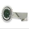 2 1/2 INCH 16x12 OVAL CANADIAN JADE CAB GEMSTONE SILVER COLOR KING TIE CLIP BAR view 1