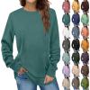 PBNBP Long Sleeve Fall Winter Sweatshirts for Teen Girls Solid Color Cute Tops Pullover Curved-Hem Daily Wear Loose Fit Crewneck Shirts Sudaderas view 1