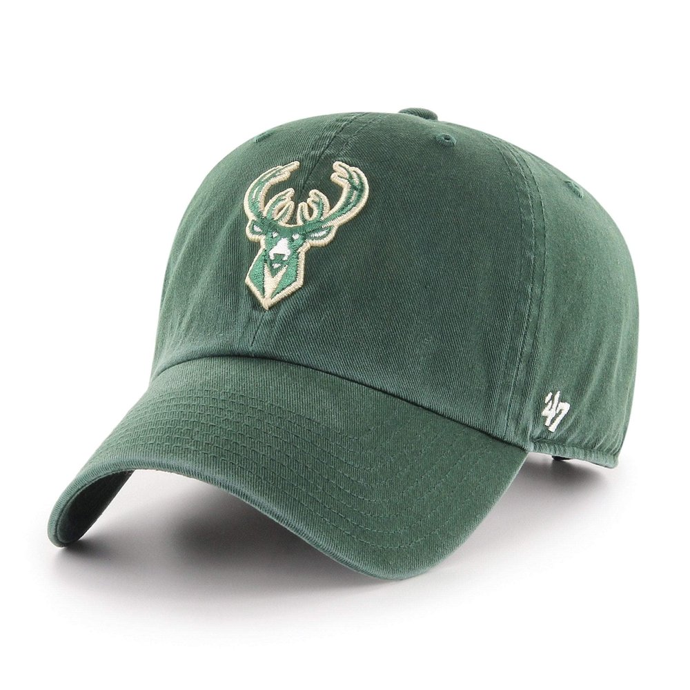 '47 NBA Unisex-Adult Clean Up Adjustable Hat Cap One Size Fits All (Milwaukee Bucks) Multi