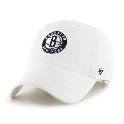 '47 NBA Unisex-Adult Clean Up Adjustable Hat Cap One Size Fits All (Brooklyn Nets White)