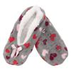 BambooMN Adult Women's Soft Fuzzy Furry Home Non-Slip Lined Slipper Socks, Travel Indoor House Slippers, Grey Hearts, Small, 1 Pair view 1