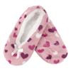 BambooMN Adult Women's Soft Fuzzy Furry Home Non-Slip Lined Slipper Socks, Travel Indoor House Slippers, Pink Hearts, Extra Large, 1 Pair view 1