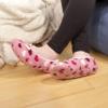 BambooMN Adult Women's Soft Fuzzy Furry Home Non-Slip Lined Slipper Socks, Travel Indoor House Slippers, Pink Hearts, Extra Large, 1 Pair view 4