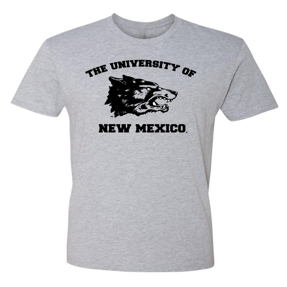 University of New Mexico Apparel UNM Lobos Vintage Wolf Lobo Louie Shirt Premium Super Soft Heather Light Grey T Shirt Comfy Tee for Men and Women (X-Large)
