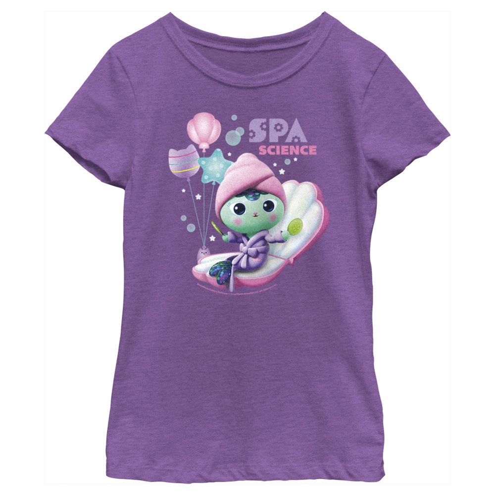 Fifth Sun Gabby's Dollhouse Spa Science Girls Short Sleeve Tee Shirt, Mint