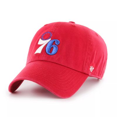 47 Philadelphia 76ers Red Clean Up Baseball Cap - NBA, Adjustable Size, Relaxed Fit Dad Hat