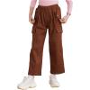 Jizyo Kids Girls Cotton Cargo Jogger Pants for Hip Hop Jazz Dance Elastic Waist Hiking Trousers with Pockets Streetwear Brown Type B 11-12 Years view 1