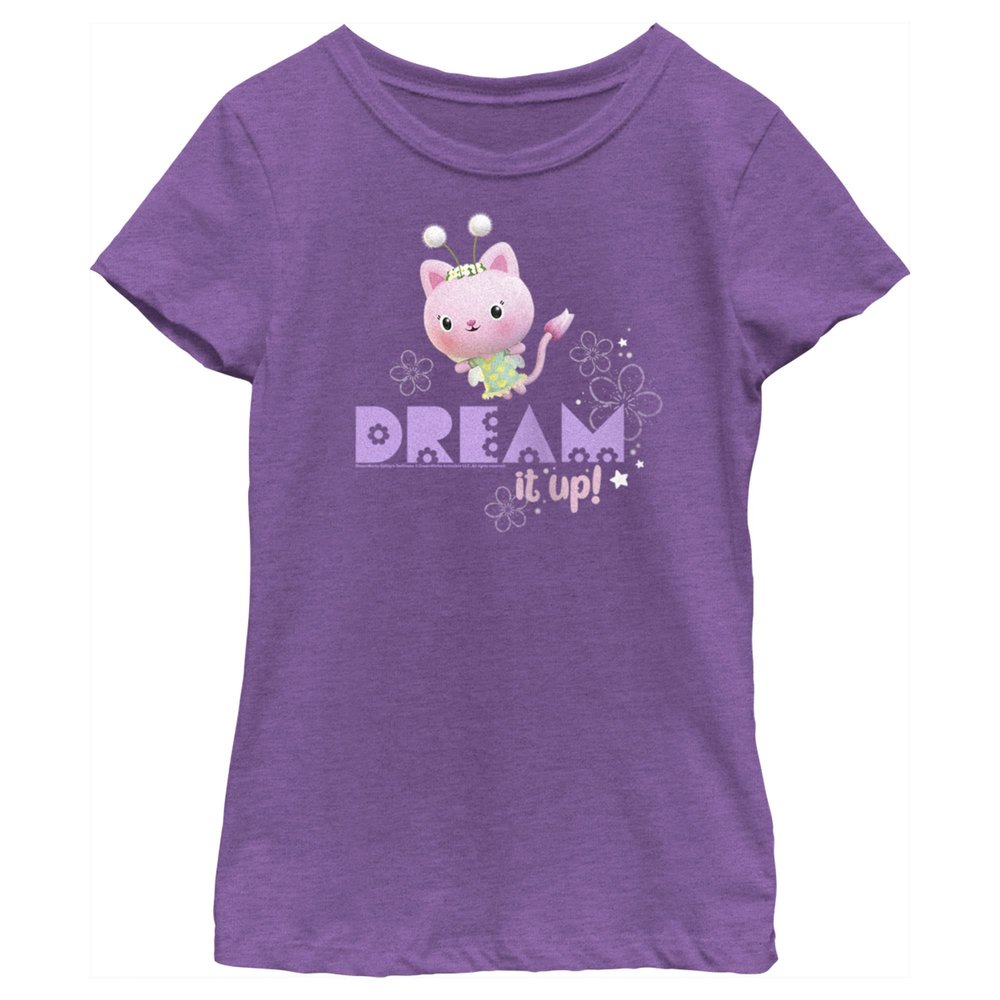 Fifth Sun Gabby's Dollhouse Dream It Up Girls Short Sleeve Tee Shirt, Purple Berry