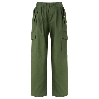 Jizyo Kids Girls Cotton Cargo Jogger Pants for Hip Hop Jazz Dance Elastic Waist Hiking Trousers with Pockets Streetwear Army Green Type B 13-14 Years