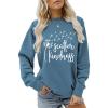 Scatter Kindness Sweatshirt for Women Wish Shirt Funny Dandelion Graphic Sweatshirts Letter Printed Long Sleeve Tops Blue view 1
