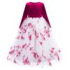 Flower Girl Velvet Dress 3/4 Sleeve Butterfly Princess Maxi Dresses Girls Wedding Bridesmaid Dance Party First Communion Formal Ball Gown Fall Winter Princess Dress Hot Pink-Butterfly 13-14 Years view 1