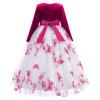 Flower Girl Velvet Dress 3/4 Sleeve Butterfly Princess Maxi Dresses Girls Wedding Bridesmaid Dance Party First Communion Formal Ball Gown Fall Winter Princess Dress Hot Pink-Butterfly 13-14 Years view 3