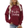 Scatter Kindness Sweatshirt for Women Wish Shirt Funny Dandelion Graphic Sweatshirts Letter Printed Long Sleeve Tops Wine Red view 1