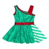 Moily Kids Girls Christmas Dance Sequins Figure Skating Dress Tutu Ballet Leotard Holiday Party Fancy Striped Green C 12 Years view 4