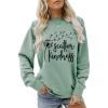 Scatter Kindness Sweatshirt for Women Wish Shirt Funny Dandelion Graphic Sweatshirts Letter Printed Long Sleeve Tops Light Green view 1