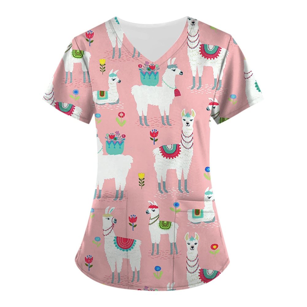 Animal Print Scrub Tops Dog Grooming Smocks Cute Scrub Tops for Women Pattern Dinosaur Scrubs for Women Set Cute Scrubs for Women Dog Scrub Tops Dog Print Scrubs for Women Dog Grooming