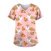 NBXNZWF Women's Animal Printed Scrub Tops Plus Size V-Neck T Shirts Workwear Nurse Uniform Tee with Pockets 01-pink view 1