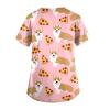 NBXNZWF Women's Animal Printed Scrub Tops Plus Size V-Neck T Shirts Workwear Nurse Uniform Tee with Pockets 01-pink view 2