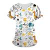Size Scrubs Scrub Top Dog Print Dog and Cat Scrubs Cute Women's Scrubs Printed Tops Cute Scrub Tops Cute Scrub Tops Holiday Women Animal Scrubs for Women Nursing Scrubs Animals Prints Cat view 1