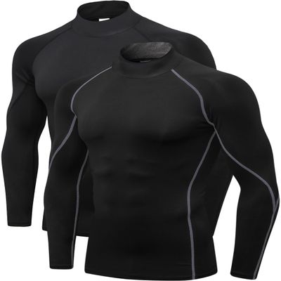 2/3 Pack Men's Compression Shirts Long Sleeve Workout Shirts Mock Turtleneck Athletic Base Layer Active Undershirts Tops