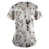 Pattern Dog and Cat Scrubs for Women Cat Scrub Tops Dog Scrubs for Women Scrub Tops with Dogs Dinosaur Scrubs for Women Set Womens Scrubs with Dogs Dog Print Scrub Top Nurse's Uniform Cartoons view 2