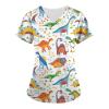NBXNZWF Women's Animal Printed Scrub Tops Plus Size V-Neck T Shirts Workwear Nurse Uniform Tee with Pockets 07-white 4X-Large view 1