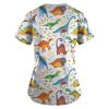NBXNZWF Women's Animal Printed Scrub Tops Plus Size V-Neck T Shirts Workwear Nurse Uniform Tee with Pockets 07-white 4X-Large view 2