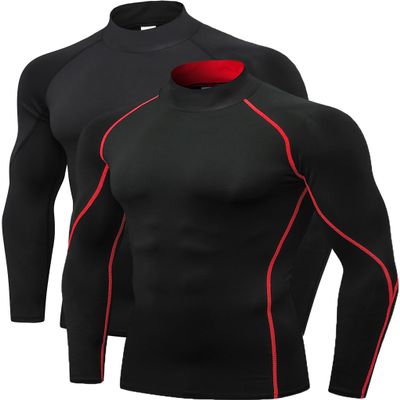 2/3 Pack Men's Compression Shirts Long Sleeve Workout Shirts Mock Turtleneck Athletic Base Layer Active Undershirts Tops