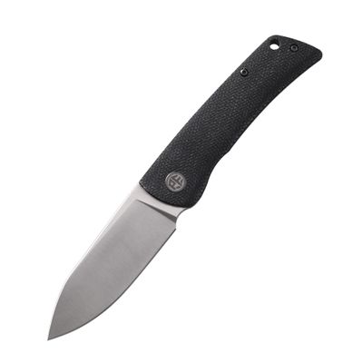 Petrified fish PFE05 Flavorist,3.15" K110 Satin Blade, 94g Micarta Handle Front Flipper Liner lock Folding knife (Black-S)