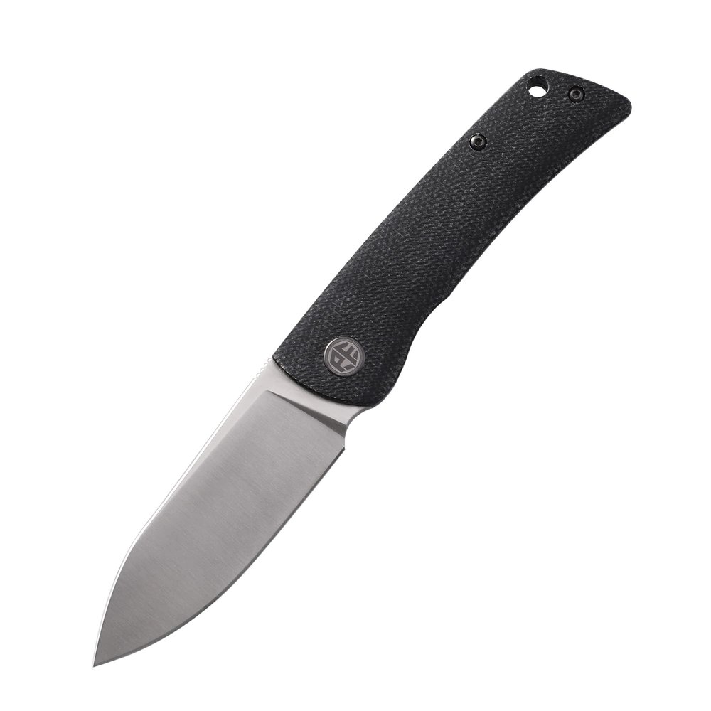 Petrified fish PFE05 Flavorist,3.15" K110 Satin Blade, 94g Micarta Handle Front Flipper Liner lock Folding knife (Black-S)