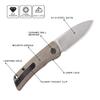 Petrified fish PFE05 Flavorist,3.15" K110 Satin Blade, 94g Micarta Handle Front Flipper Liner lock Folding knife (Khaki-S) view 2