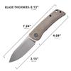 Petrified fish PFE05 Flavorist,3.15" K110 Satin Blade, 94g Micarta Handle Front Flipper Liner lock Folding knife (Khaki-S) view 3