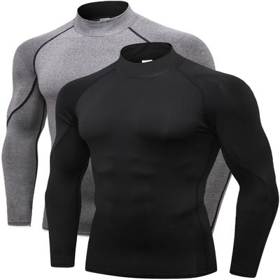 2/3 Pack Men's Compression Shirts Long Sleeve Workout Shirts Mock Turtleneck Athletic Base Layer Active Undershirts Tops