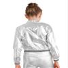 Aislor Kids Girls Shiny Baseball Jacket Long Sleeve Sparkle Metallic Zipper Bomber Jacket Coat Outerwear Clubwear Silver 6 Years view 2
