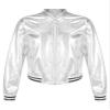 Aislor Kids Girls Shiny Baseball Jacket Long Sleeve Sparkle Metallic Zipper Bomber Jacket Coat Outerwear Clubwear Silver 6 Years view 3