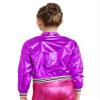 Aislor Kids Girls Shiny Baseball Jacket Long Sleeve Sparkle Metallic Zipper Bomber Jacket Coat Outerwear Clubwear Purple 6 Years view 2