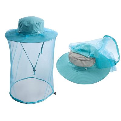 HunterBee Mosquito Head Net Hat - Bug Cap Veil Mesh Protection with Hidden Netting for Dog Grooming Beekeeping Hiking Women Aqua Green