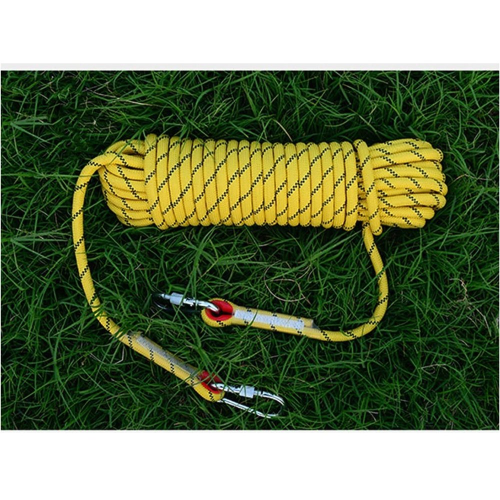 10mm Climbing Rope Outdoor Static Rock Rope High Strength Safety Rappelling Rope 32ft 66ft 131ft 262ft 525ft Heavy Duty Rope for Hiking Mountaineering Training Rescue Fire Escape ( Color : Yellow , Si
