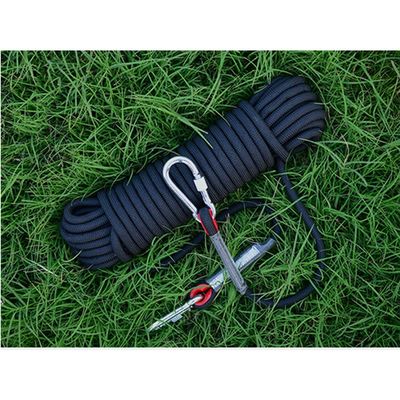 10mm Climbing Rope Outdoor Static Rock Rope High Strength Safety Rappelling Rope 32ft 66ft 131ft 262ft 525ft Heavy Duty Rope for Hiking Mountaineering Training Rescue Fire Escape ( Color : Black , Siz