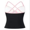 coastal rose Women's Tankini Tops Cross Front V Neck Swim Top Ruched Tummy Control Underwire Bathing Suit Top US16 Pink&Black view 4