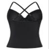 coastal rose Women's Tankini Tops Cross Front V Neck Swim Top Ruched Tummy Control Bathing Suit Top US16 Black White Pinstripes view 4