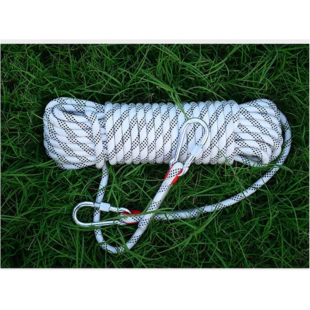 10mm Climbing Rope Outdoor Static Rock Rope High Strength Safety Rappelling Rope 32ft 66ft 131ft 262ft 525ft Heavy Duty Rope for Hiking Mountaineering Training Rescue Fire Escape ( Color : White , Siz