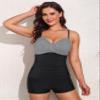 coastal rose Push Up Tankini Tops for Women Front Twist Bathing Suit Tops Ruched Tummy Control Swimsuit Tops US8 Black White Pinstripes view 2
