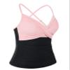 coastal rose Women's Tankini Tops Cross Front V Neck Swim Top Ruched Tummy Control Underwire Bathing Suit Top US14 Pink&Black view 3
