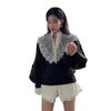 UICIOP Korean Casual Knitwear Women's Solid Color Fried Dough Twist Open Neck Pullover Women's Sweet Cute Sweater (Coffee,one Size,One Size) view 1