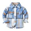 ODASDO Toddler Baby Boys Girls Flannel Plaid Shirt Shacket Jackets Casual Coat Kids Long Sleeve Lapel Button Down Pocketed Tartan Cardigan Tops Unisex Fall Winter Brushed Outwear Light Blue 9-10 Years view 1