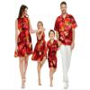 Matchable Family Hawaiian Luau Shirts, Sunset Red, Dog, Large view 1